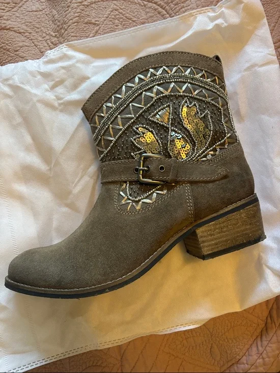 naughty monkey Brown Embellished Suede Ankle Bootie - Picture 2 of 6